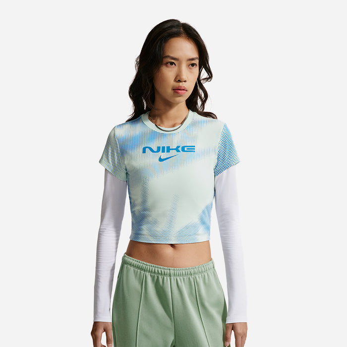 Áo Crop-Top Nữ Nike Sportswear Chill Knit Slim - Xanh Mint - Supersports Vietnam