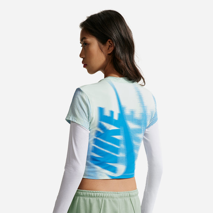 Áo Crop-Top Nữ Nike Sportswear Chill Knit Slim - Xanh Mint - Supersports Vietnam