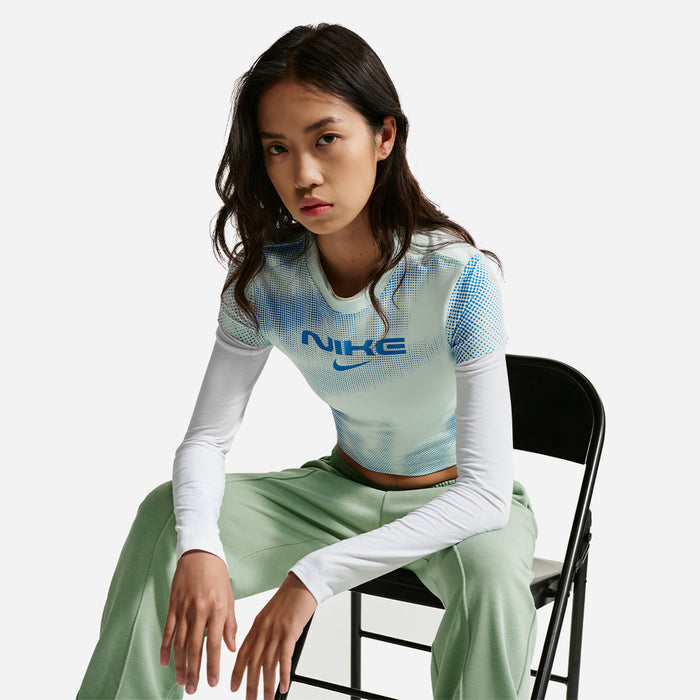 Áo Crop-Top Nữ Nike Sportswear Chill Knit Slim - Xanh Mint - Supersports Vietnam