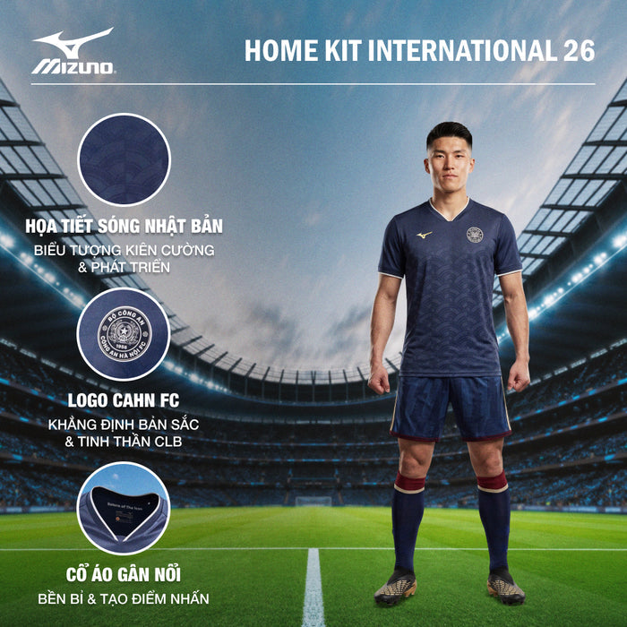 Áo Đá Bóng Nam Mizuno Sân Khách Công An Hà Nội FC (CAHN) International 26/27 - Xanh Navy - Supersports Vietnam