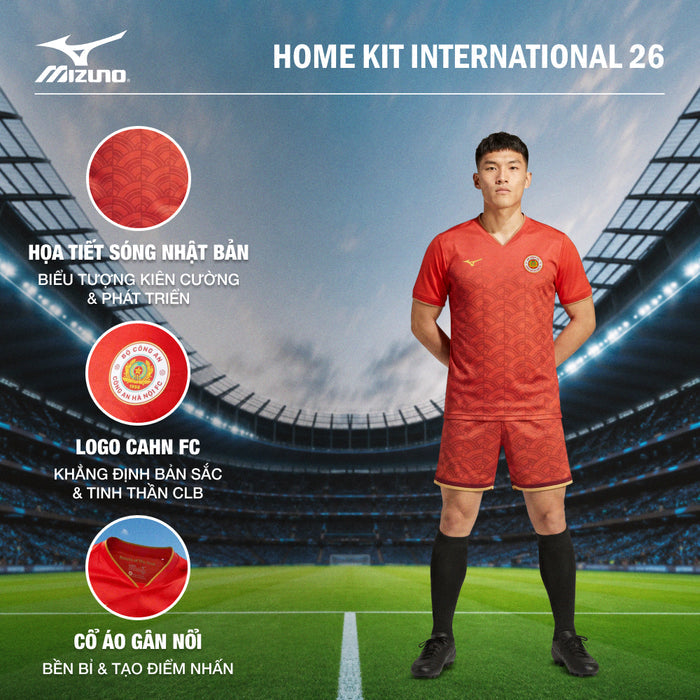 Áo Đá Bóng Nam Mizuno Sân Nhà Công An Hà Nội FC (CAHN) International 26/27 - Đỏ - Supersports Vietnam