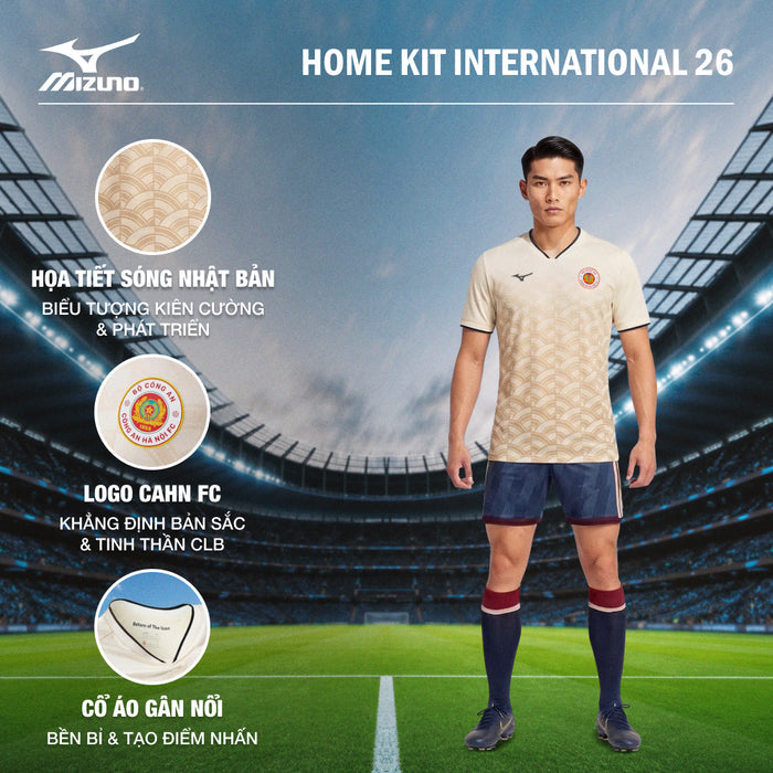 Áo Đá Bóng Nam Mizuno Sân Thứ Ba Công An Hà Nội FC (CAHN) International 26/27 - Be - Supersports Vietnam