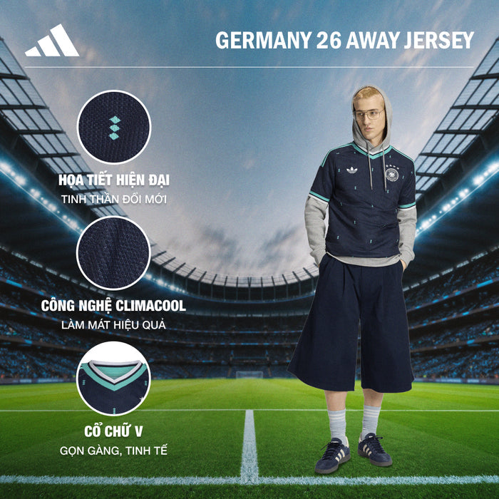 Áo Đá Bóng Nam Adidas Sân Khách ĐT Đức 26 - Xanh Navy - Supersports Vietnam
