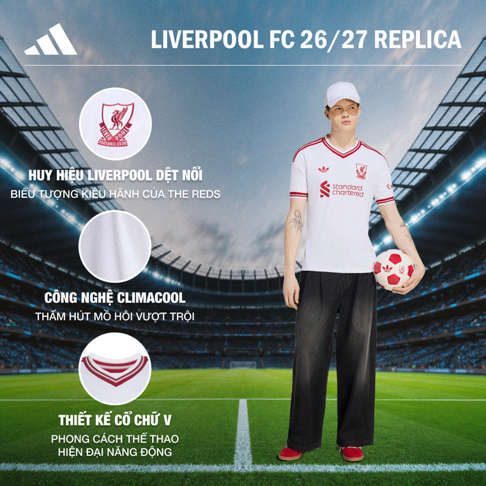 Áo Đá Bóng Nam Adidas Sân Khách Liverpool Fc 26/27 Replica - Trắng - Supersports Vietnam