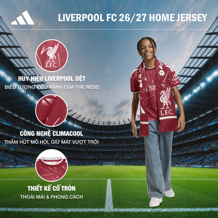 Áo Đá Bóng Trẻ Em Adidas Sân Nhà Liverpool Fc 26/27 Replica - Đỏ - Supersports Vietnam