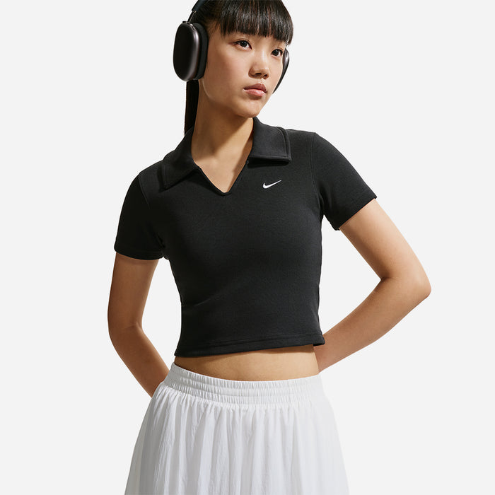 Áo Polo Nữ Nike Sportswear Essential Short Sleeve Cropped - Đen - Supersports Vietnam