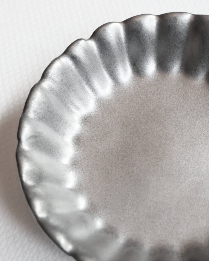 Arita Round Silver Kiku Butter Plate