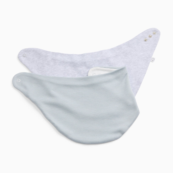 Baby Bib 2 Pack - Blue Stripe & Grey