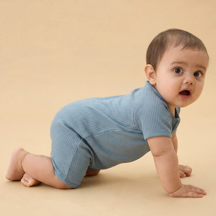 Beach Day & Blue Ribbed Summer Baby Pajamas 2 Pack