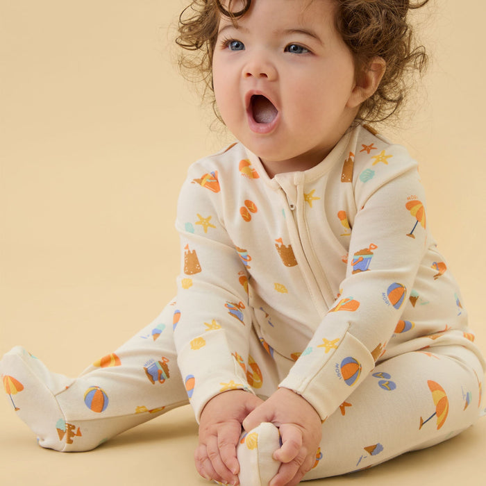 Beach Day Clever Zip Baby Pajamas