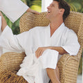 Robes & Wrapes White Boca Terry Robe / Seashell Waffle Kimono
