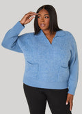 Boucle Paneled V Neck Sweater