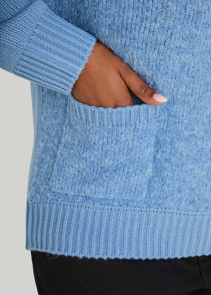 Boucle Paneled V Neck Sweater