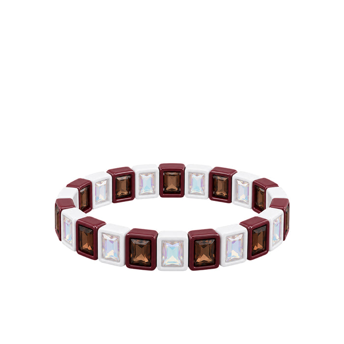 BR-RS-1002 Maroon/White Rhinestone Bracelet