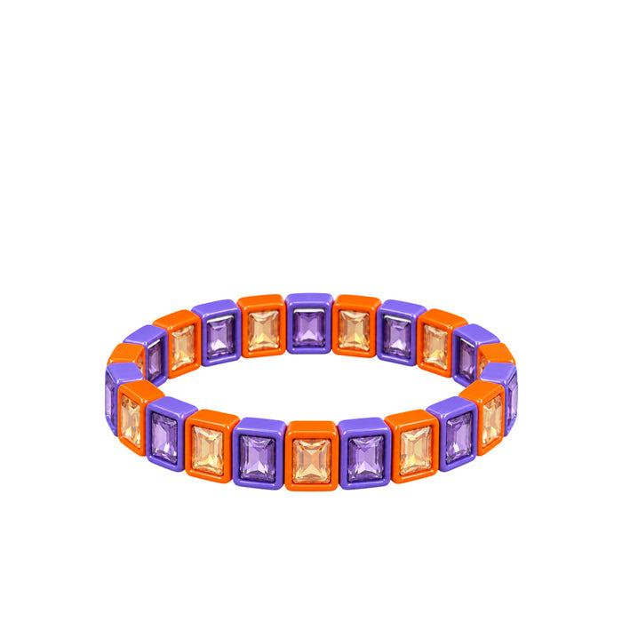 BR-RS-1002 Purple/Orange Rhinestone Bracelet