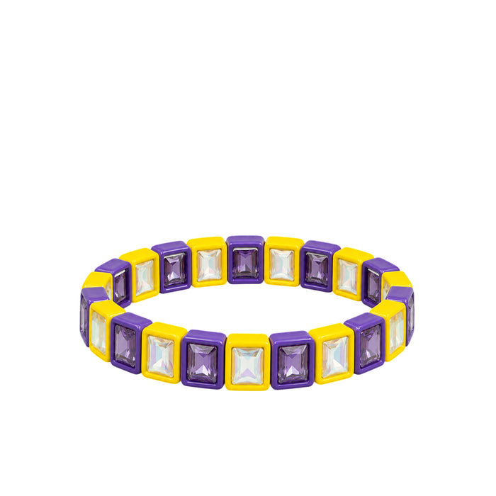 BR-RS-1002 Purple/Yellow Rhinestone Bracelet