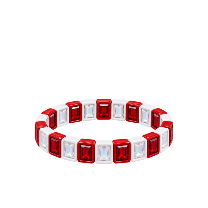 BR-RS-1002 Red/White Rhinestone Bracelet