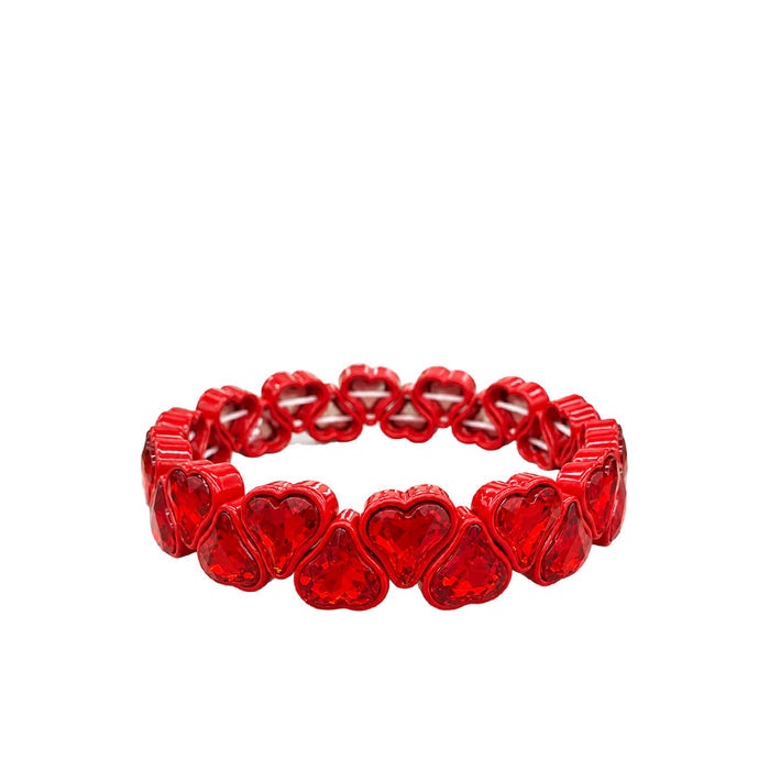 BR-RS-HEART Heart Rhinestone Bracelet - Red