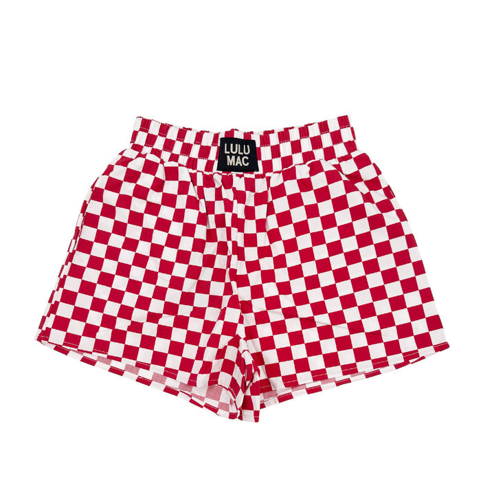 BXCK-DARK RED WHITE CHECK BOXER SHORT