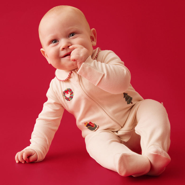 Christmas Collared Clever Zip Baby Pajamas