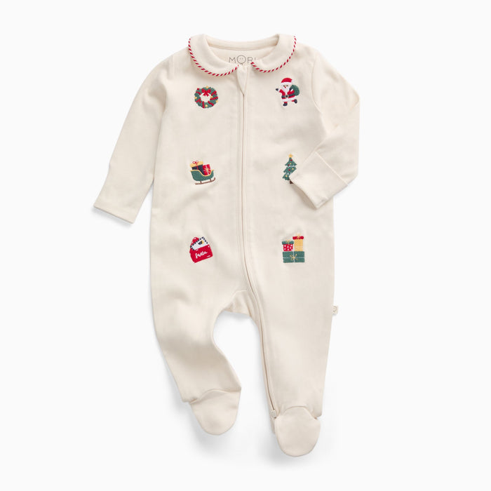 Christmas Collared Clever Zip Baby Pajamas