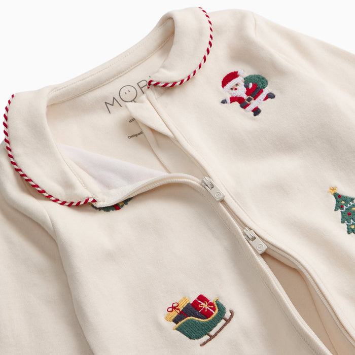 Christmas Collared Clever Zip Baby Pajamas