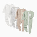 Clever Zip Baby Pajamas 4 Pack - Sage Stripe