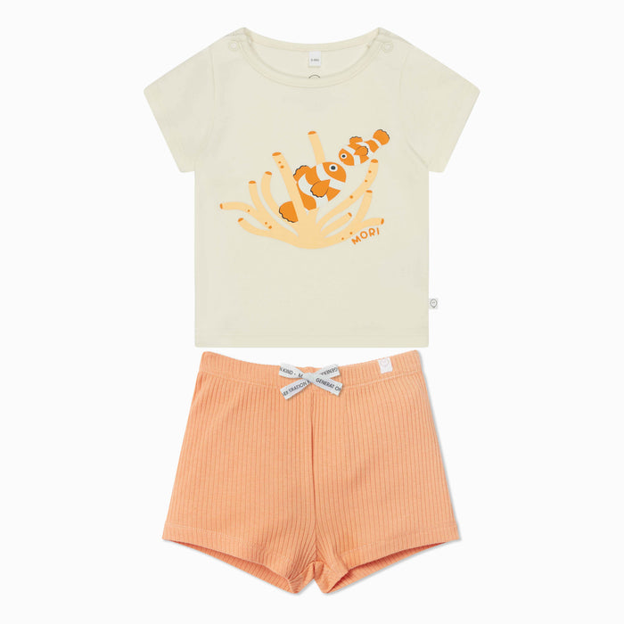 Clown Fish Tee & Ribbed Shorts Outfit