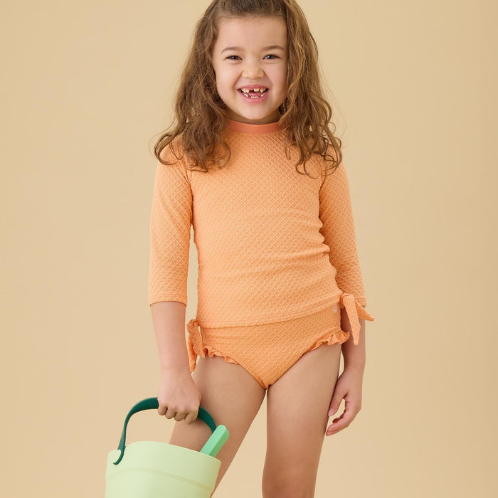 Coral Tide Rashguard & Frilled Bottoms Swimsuit