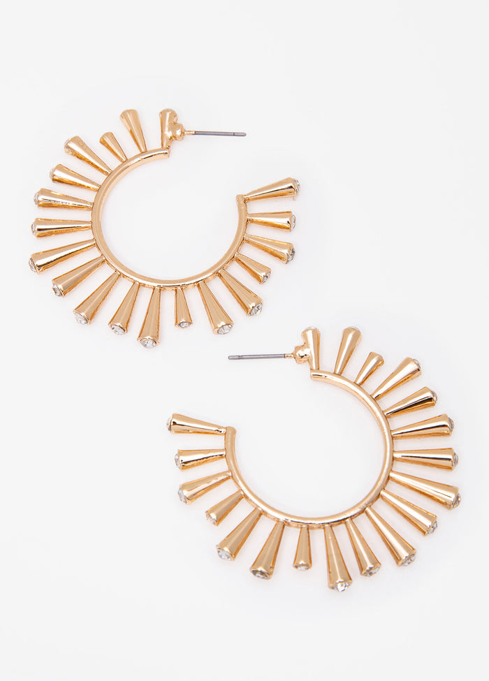 Crystal Sun Hoop Earrings