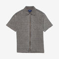 Damaged Denim Zip Short Sleeve Shirt