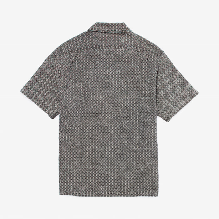 Damaged Denim Zip Short Sleeve Shirt