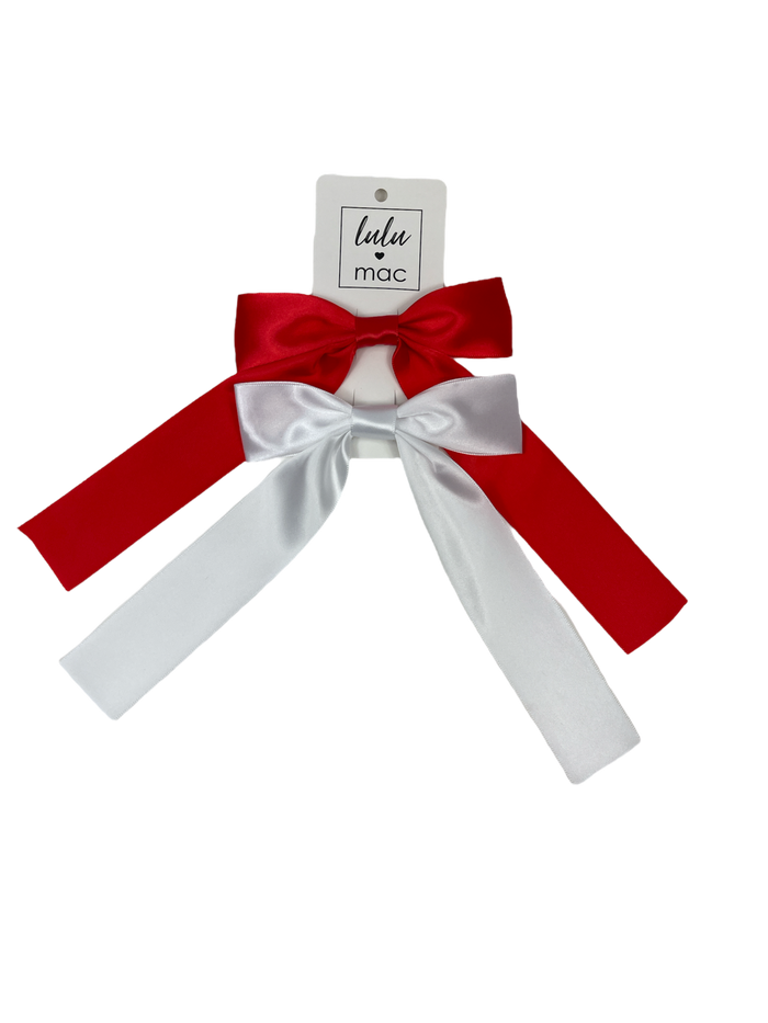 DDS-5195 Satin Double Bow Red/White