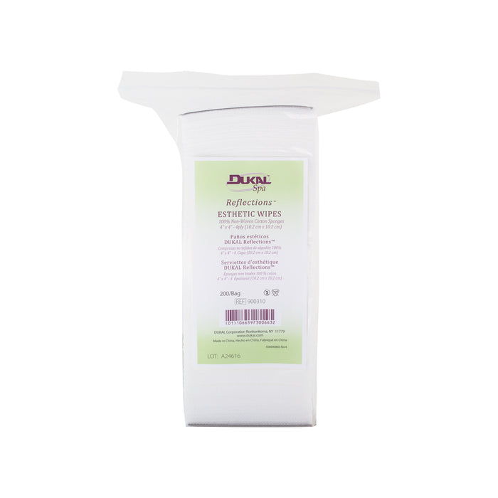 Dukal 100% Cotton Non Woven Esthetic Wipe, 4"x 4", 200 ct