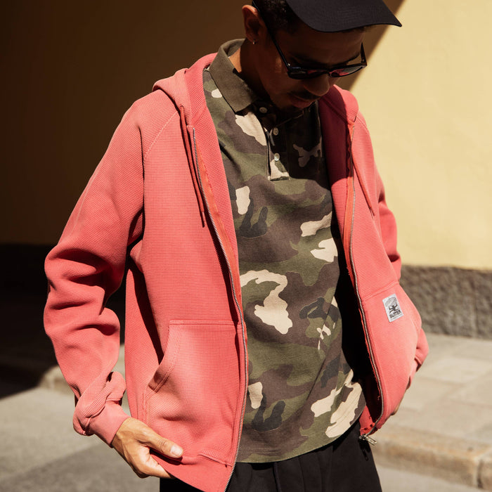 Faded Waffle Zip-Thru Hood