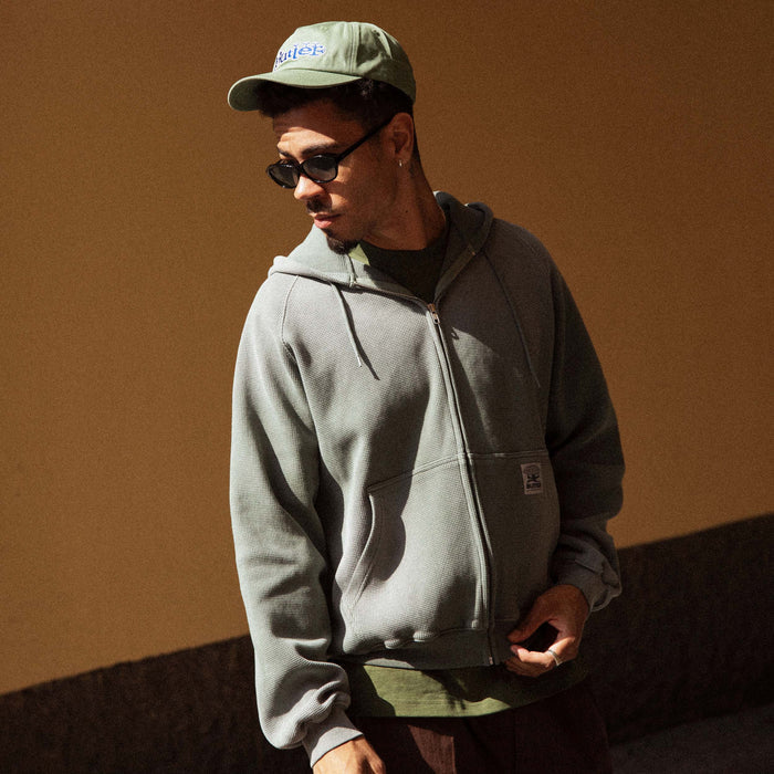Faded Waffle Zip-Thru Hood