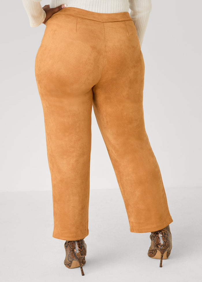 Faux Suede Straight Leg Pants