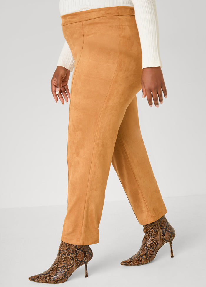 Faux Suede Straight Leg Pants