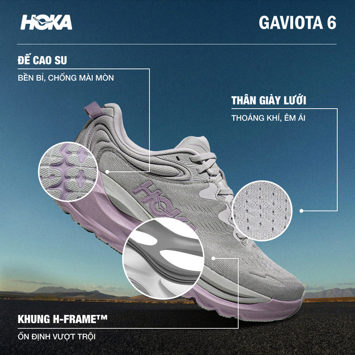 Giày Chạy Bộ Nữ HOKA Gaviota 6 Wide - Xám - Supersports Vietnam