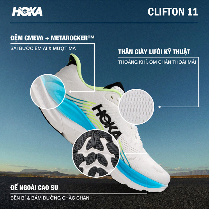 Giày Chạy Bộ Nam HOKA Clifton 11 Wide - Trắng - Supersports Vietnam