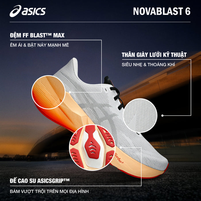 Giày Chạy Bộ Nam Asics Novablast 6 - Trắng - Supersports Vietnam