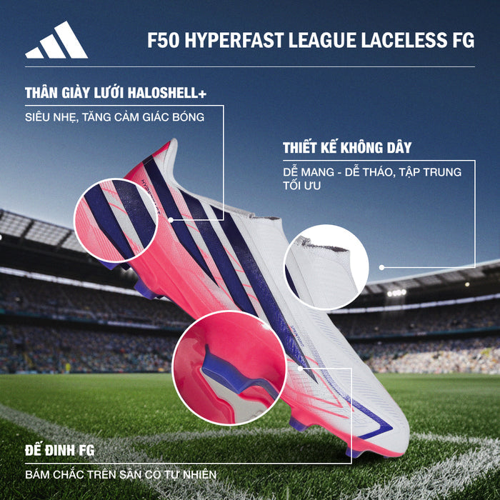 Giày Đá Bóng Dành Cho Sân Cỏ Tự Nhiên Nam Adidas F50 Hyperfast League Laceless - Hồng - Supersports Vietnam