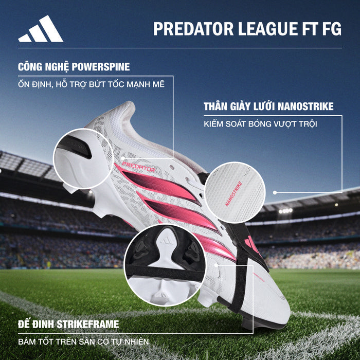 Giày Đá Bóng Dành Cho Sân Cỏ Tự Nhiên Nam Adidas Predator League Fold-Over Tongue - Trắng - Supersports Vietnam