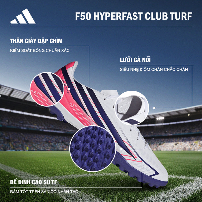 Giày Đá Bóng Sân Cỏ Nhân Tạo Nam Adidas F50 Hyperfast Club - Trắng - Supersports Vietnam