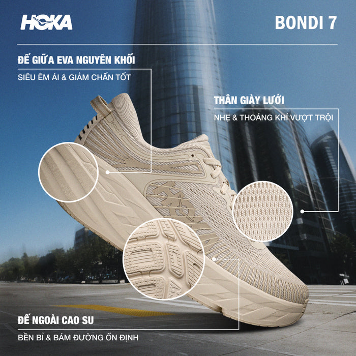 Giày Sneaker Nữ HOKA Bondi 7 - Be - Supersports Vietnam