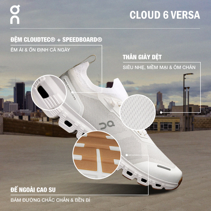 Giày Sneaker Nữ On Running Cloud 6 Versa - Trắng - Supersports Vietnam