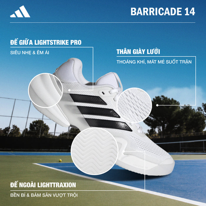 Giày Tennis Nữ Adidas Barricade 14 - Trắng - Supersports Vietnam