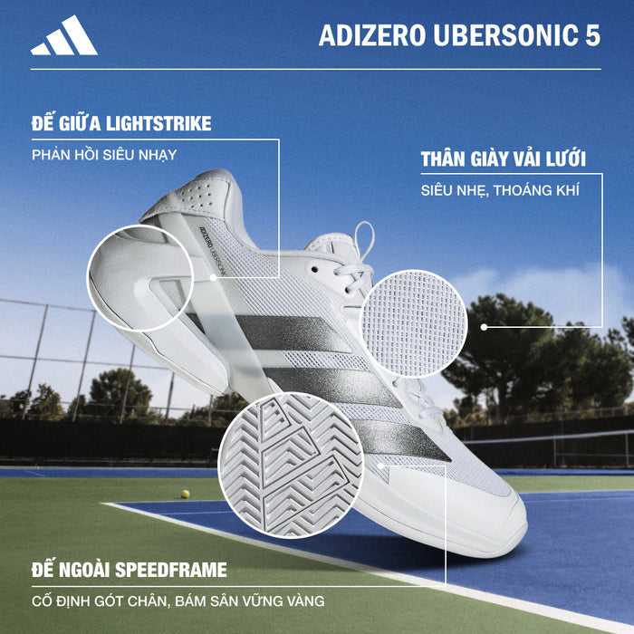 Giày Tennis Nam Adidas Adizero Ubersonic 5 - Trắng - Supersports Vietnam