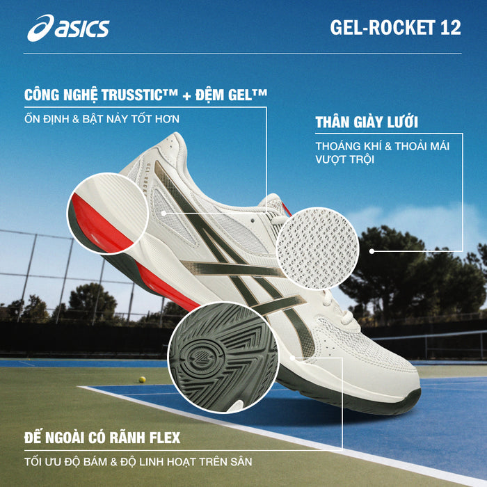 Giày Tennis Nam Asics Gel-Rocket 12 - Be - Supersports Vietnam