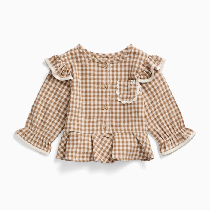 Gingham Frilled Blouse